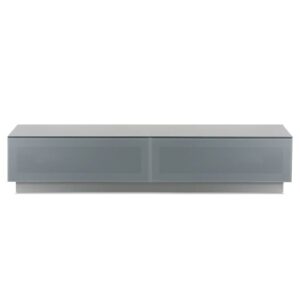 Elements Large Wooden TV Stand With 2 Glass Doors In Grey