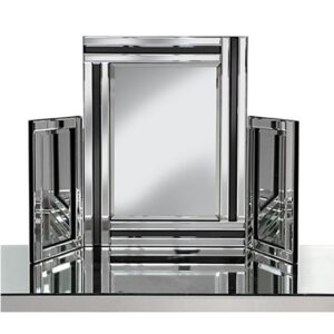 Elena Dressing Table Mirror In Silver With Black Inserts