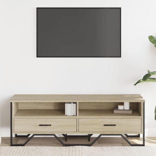 Fallon Wooden TV Stand With 2 Drawers In Sonoma Oak