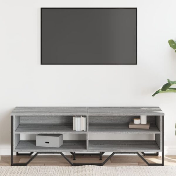 Fargo Wooden TV Stand With 4 Shelves In Grey Sonoma