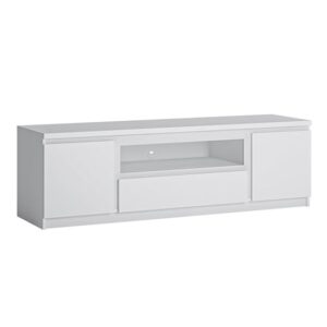 Felton Wooden Large TV Stand With 2 Doors 1 Drawer In White