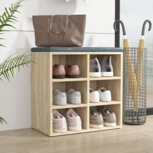 Fleta Shoe Storage Bench With 6 Shelves In Sonoma Oak