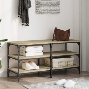 Indio Wooden Large Shoe Bench With 2 Shelves In Sonoma Oak