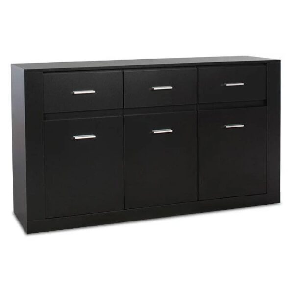 Ionia Wooden Sideboard With 3 Doors 3 Drawers In Matt Black