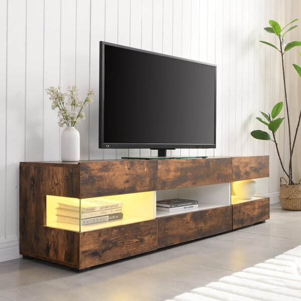 Kirsten Wooden TV Stand In Rustic Oak With LED Lighting