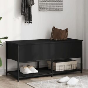 Lacey Wooden Large Shoe Storage Bench In Black