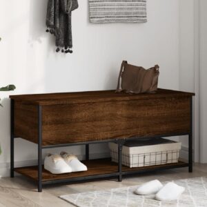 Lacey Wooden Large Shoe Storage Bench In Brown Oak