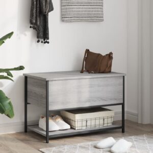 Lacey Wooden Small Shoe Storage Bench In Grey Sonoma