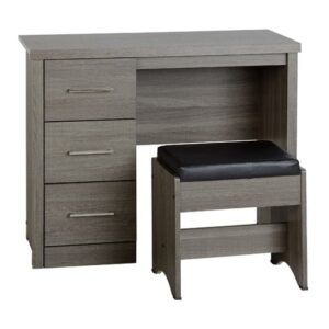 Laggan Wooden 2Pc Dressing Table Set In Black Wood Grain