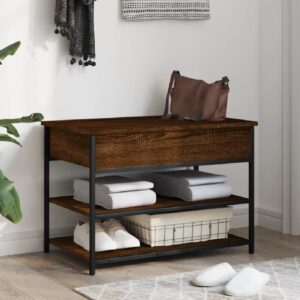 Lamar Wooden Small Shoe Storage Bench In Brown Oak