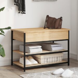 Lamar Wooden Small Shoe Storage Bench In Sonoma Oak