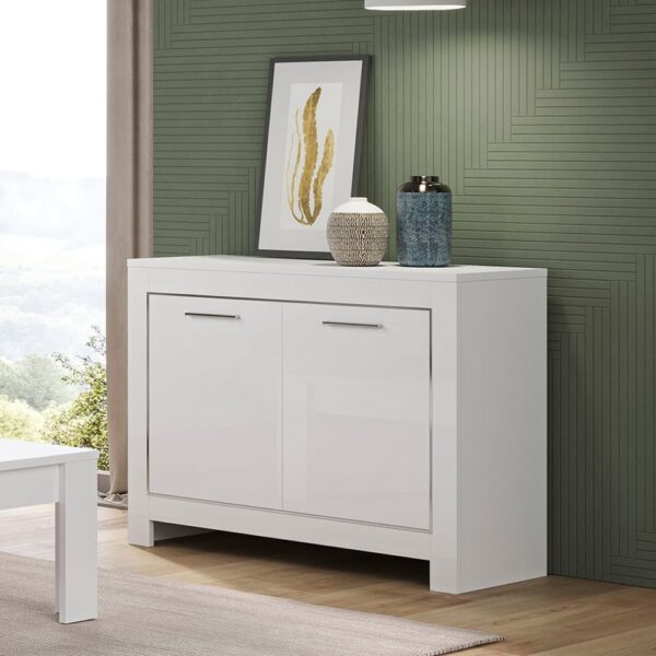 Lorenz High Gloss Sideboard 2 Doors In White