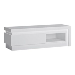 Lyco High Gloss TV Stand With 1 Drawer In White With LED