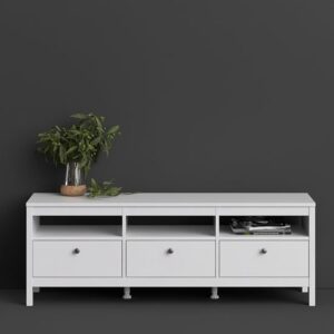 Macron Wooden TV Stand With 3 Drawers In White