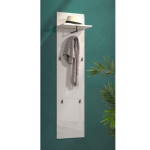 Maestro High Gloss Coat Rack With Shelf And Hooks In White