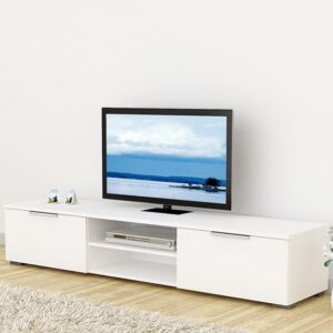 Matcher High Gloss TV Stand With 2 Doors 2 Shelves In White