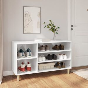 Monza High Gloss Hallway Shoe Storage Rack In White