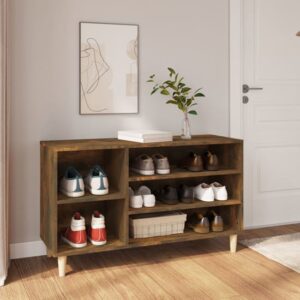 Monza Wooden Hallway Shoe Storage Rack In Smoked Oak