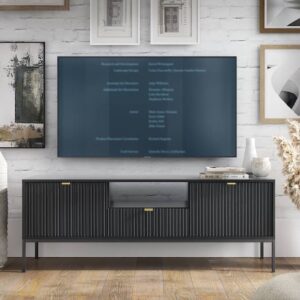 Napa Wooden TV Stand With 2 Doors 1 Drawer In Matt Black