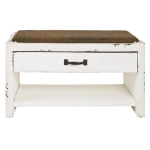 Newberry Wooden Shoe Storage Bench In White Vintage Look