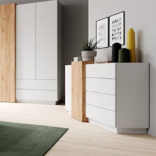 Sturgis Wooden Sideboard With 2 Doors 4 Drawers In White And Oak