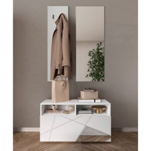 Viro High Gloss Hallway Furniture Set In White