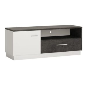 Zinger Wooden TV Stand With 1 Door In Slate Grey And Alpine White