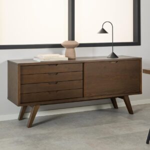 Alisto Wooden Sideboard With 4 Drawers 1 Door In Smoked Oak